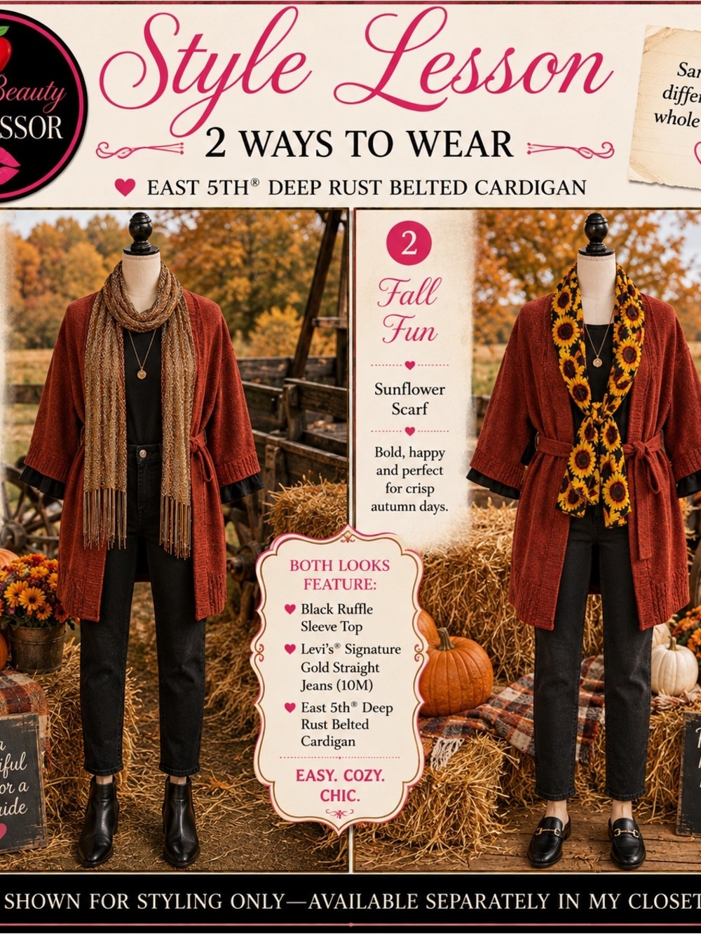 💕 East 5th Size L Deep Rust Belted Cardigan Shawl Collar Fall Textured Knit - Picture 3 of 10